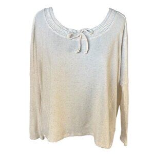 NWOT Johnny Was Calme L Sweater Tunnel Drawstring Crop Cream 114308